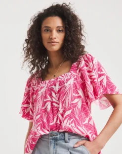 Square Neck Plisse Top