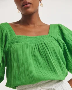 Square Neck Cheesecloth Top -Cheap Vextalia Store y01gp403747w