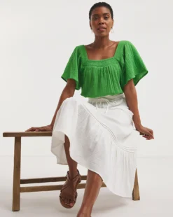 Square Neck Cheesecloth Top -Cheap Vextalia Store y01gp403748w