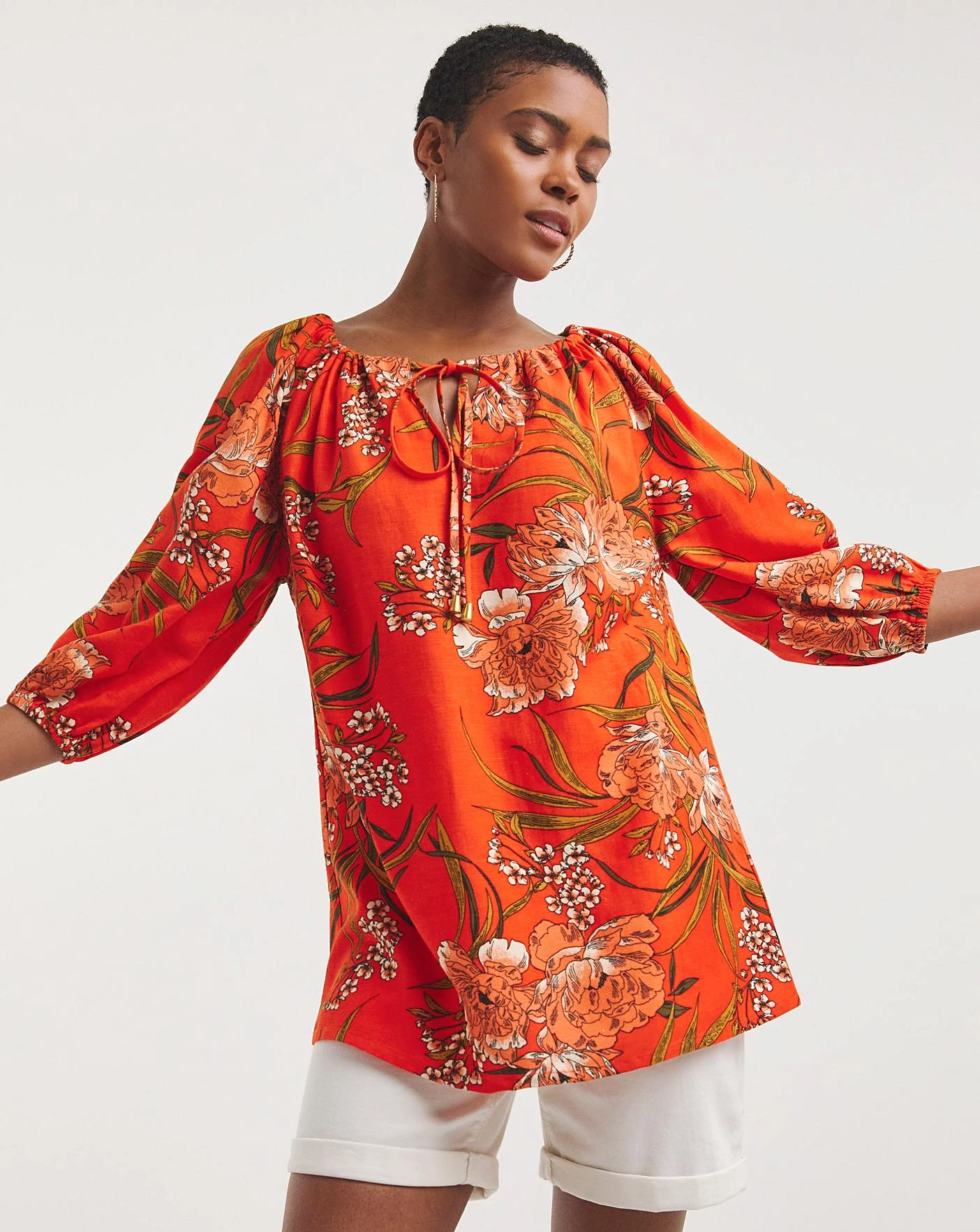 Tie Neck Linen Top 1 Tie Neck Linen Top