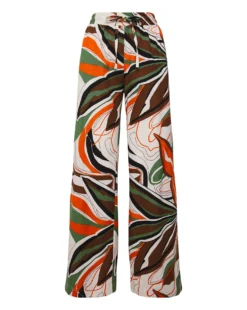 Tropical Print Linen Wide Leg Trousers -Cheap Vextalia Store y01gz431727s