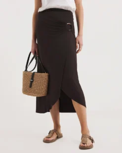 Chocolate Jersey Ring Detail Wrap Skirt -Cheap Vextalia Store y01gz465720w