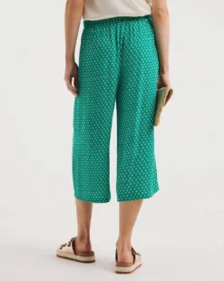 Green Geo Print Crinkle Culottes -Cheap Vextalia Store y01gz558719w