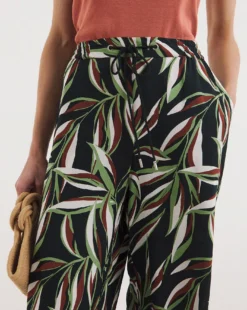 Leaf Print Pull On Wide Leg Trousers 6 Leaf Print Pull On Wide Leg Trousers -Cheap Vextalia Store y01gz568721w