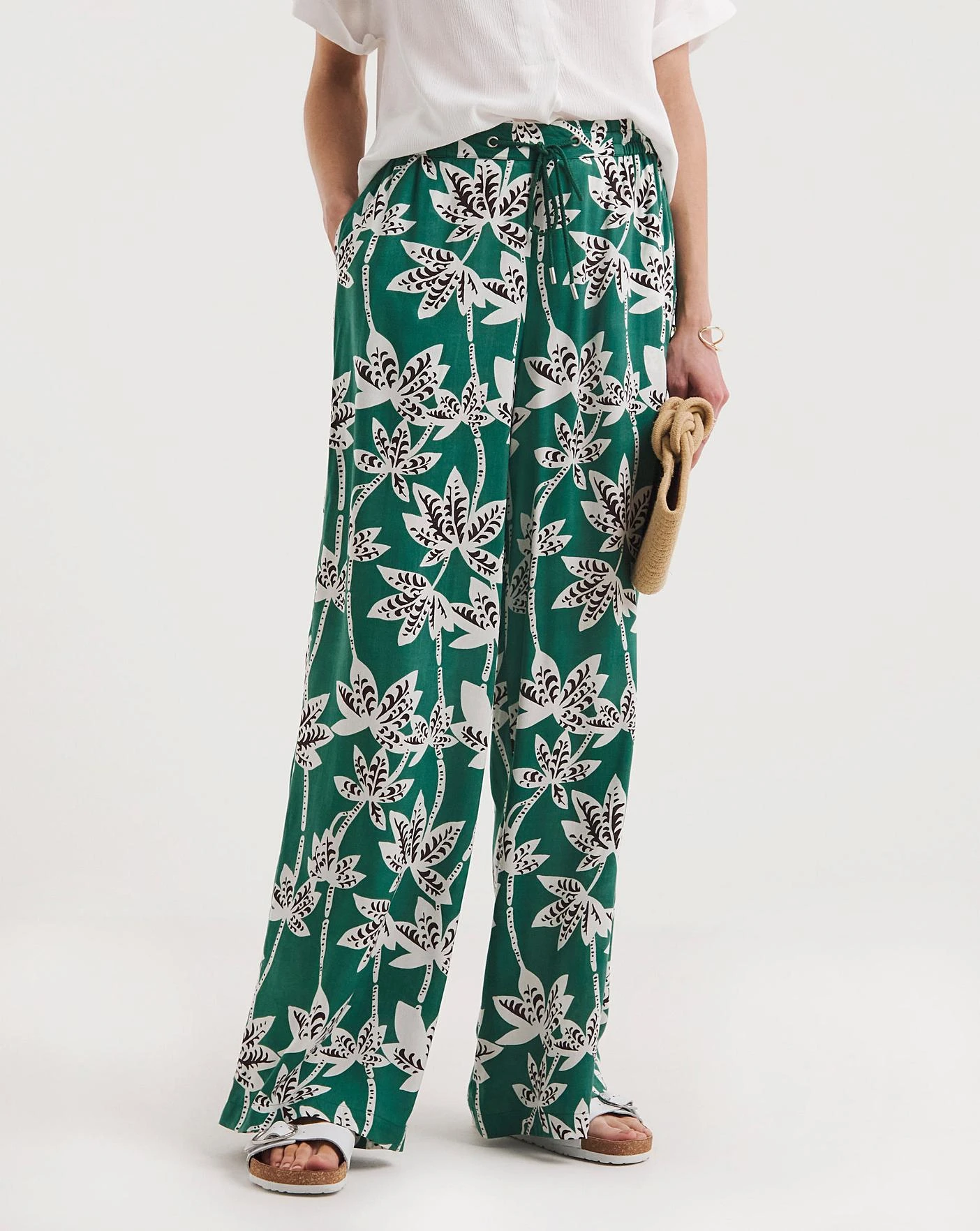 Palm Print Pull On Wide Leg Trousers 4 Palm Print Pull On Wide Leg Trousers - Image 4