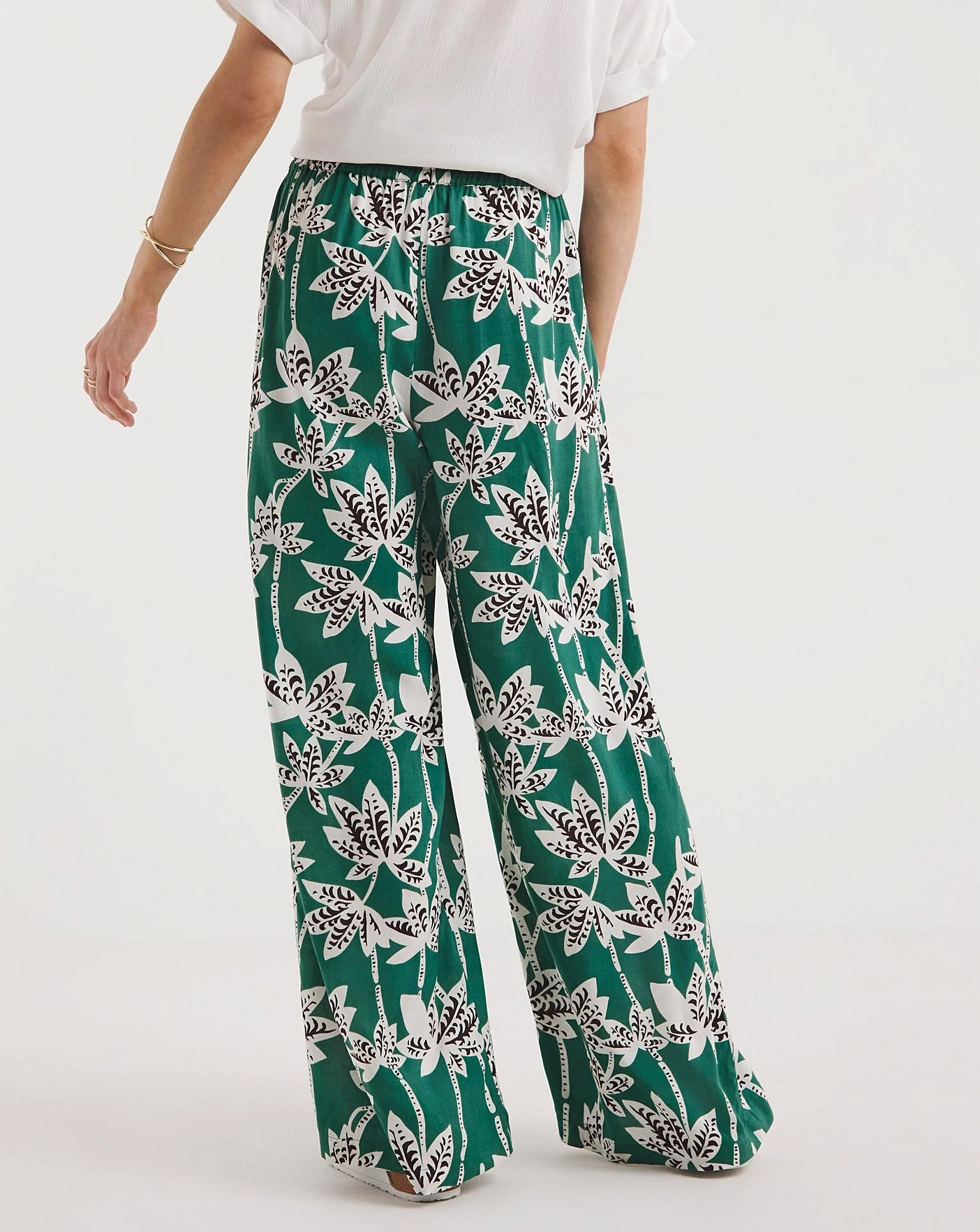 Palm Print Pull On Wide Leg Trousers 3 Palm Print Pull On Wide Leg Trousers - Image 3
