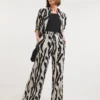 Zebra Print Crinkle Wide Leg Trousers