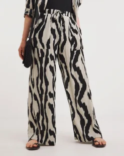 Zebra Print Crinkle Wide Leg Trousers -Cheap Vextalia Store y01gz655756w