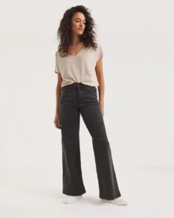 24/7 Organic Washed Black Wide Leg Jeans
