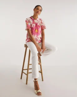 Joanna Hope Foil Print Blouse