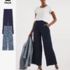 2 Pack Wide Leg Jersey Stretch Trousers