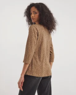 Value Cotton 3/4 Sleeve Notch Neck Top -Cheap Vextalia Store y01qb276736w