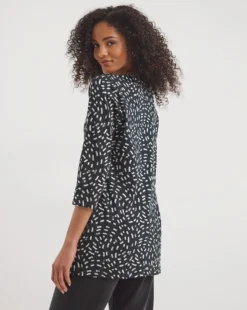 Value Cotton 3/4 Sleeve Crew Neck Tunic -Cheap Vextalia Store y01qb300730w