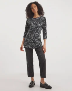 Value Cotton 3/4 Sleeve Crew Neck Tunic -Cheap Vextalia Store y01qb300732w