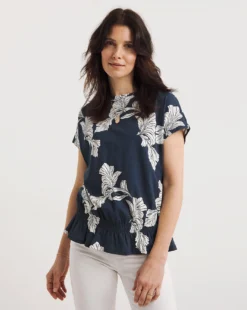Value Cotton Drawcord Bubble Hem Top