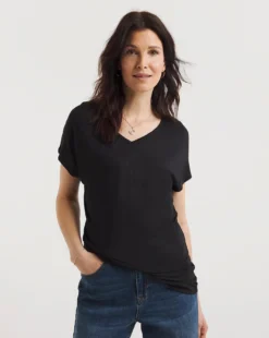 V-Neck Gathered Detail Short Sleeve Top