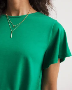 Angel Sleeve Dipped Back Crew Neck Top -Cheap Vextalia Store y01qb613720w