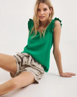 Ruffle Sleeve Cotton Vest Top