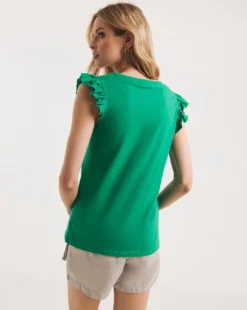 Ruffle Sleeve Cotton Vest Top -Cheap Vextalia Store y01qb705738w