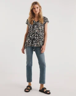 Cotton Turn Up Cuff V-Neck Tunic