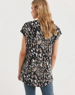 Cotton Turn Up Cuff V-Neck Tunic -Cheap Vextalia Store y01qb737738w