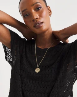 Broderie Crew Neck Short Sleeve T-Shirt -Cheap Vextalia Store y01qb767768w