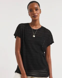 Broderie Crew Neck Short Sleeve T-Shirt