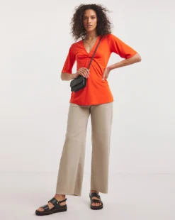 Twist Front Knot Short Sleeve Top -Cheap Vextalia Store y01qb782738w