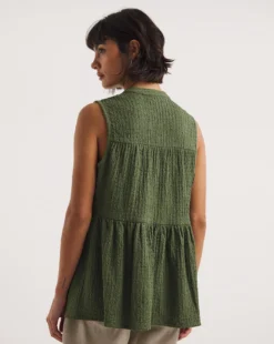 Textured Tie Neck Top -Cheap Vextalia Store y01qb786728w