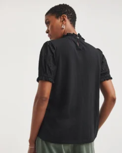 Broderie Yoke And Sleeve Detail Top -Cheap Vextalia Store y01qb952722w