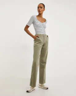 Khaki Straight Leg Cargo Jeans