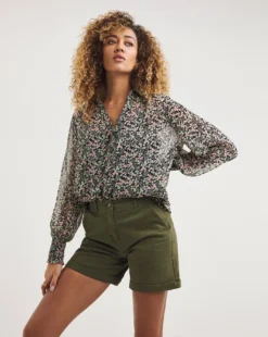Multi Floral Sheer Shirt With Cami