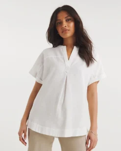 Short Sleeved Linen Top -Cheap Vextalia Store y01tu745705w