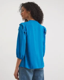 Lace Trim Tie Neck Blouse -Cheap Vextalia Store y01tu840747w