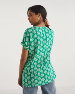 Green Print Button Front Top 7 Green Print Button Front Top -Cheap Vextalia Store y01tu895735w