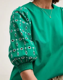 White Contrast Broderie Top -Cheap Vextalia Store y01tu979705w