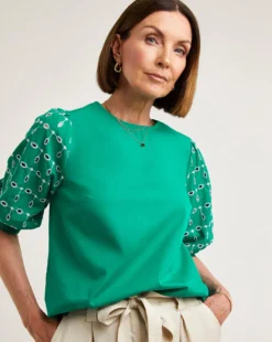 Cheap Vextalia Store 15 White Contrast Broderie Top