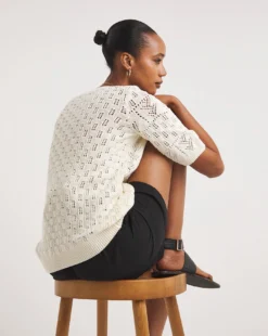 Natural Crochet Short Sleeve Tee -Cheap Vextalia Store y01wp971725w