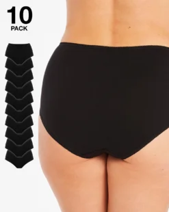 Pretty Secrets Black 10 Pack Full Briefs