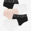5 Pack Neutral Lace Top Full Fit Briefs