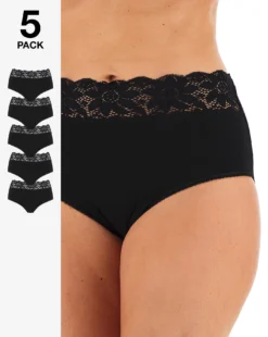5 Pack Lace Top Full Fit Briefs