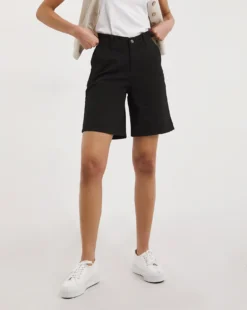 Black Stretch Turn Up Chino Shorts 6 Black Stretch Turn Up Chino Shorts -Cheap Vextalia Store y01zh094736w