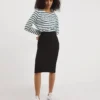Black Stretch Jersey Midi Tube Skirt