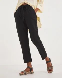 Black Linen Mix Tapered Trousers 7 Black Linen Mix Tapered Trousers -Cheap Vextalia Store y01zh217745w