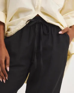 Black Linen Mix Tapered Trousers 6 Black Linen Mix Tapered Trousers -Cheap Vextalia Store y01zh217747w