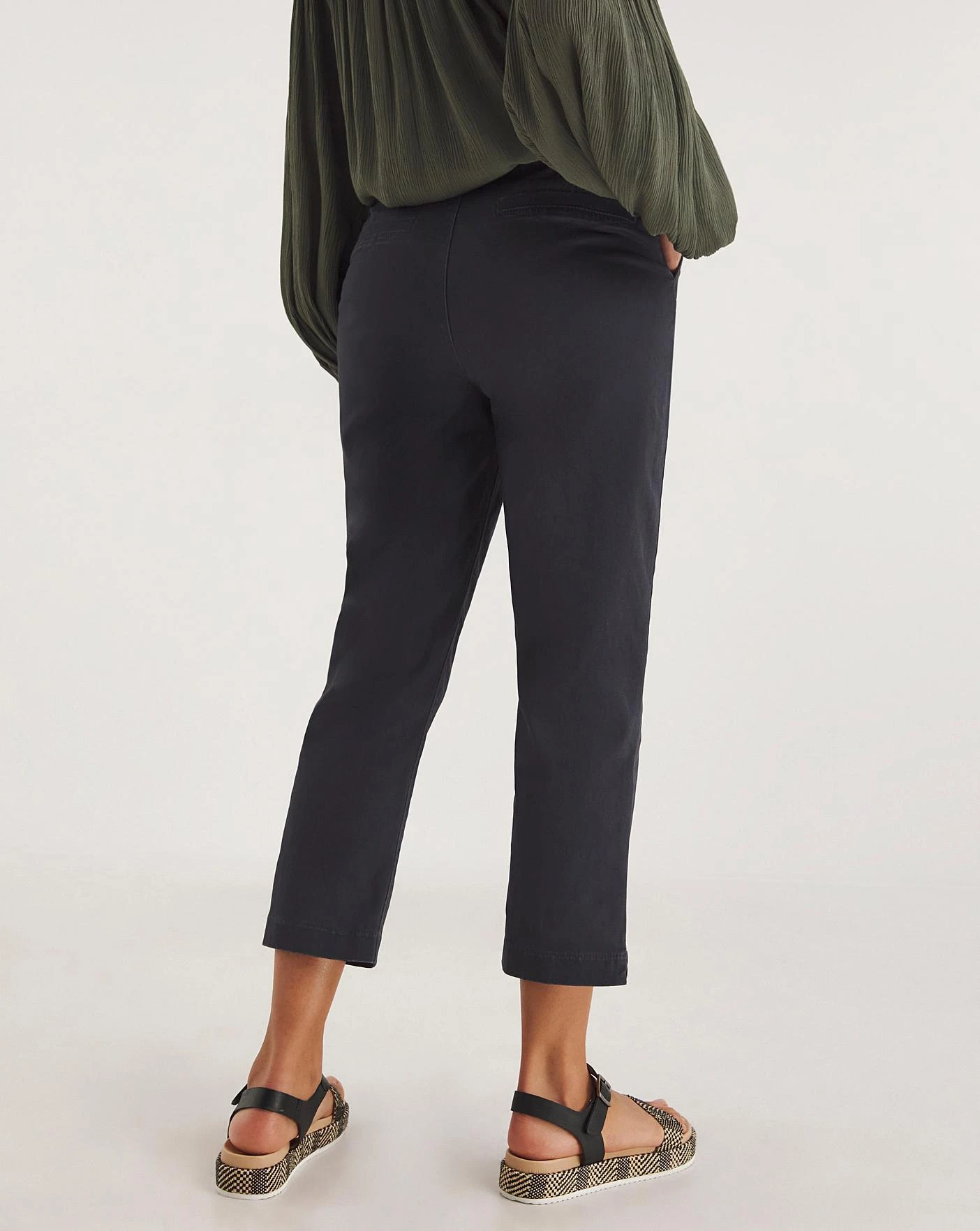 Navy Stretch Chino Cropped Trousers 4 Navy Stretch Chino Cropped Trousers - Image 4