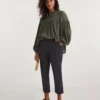Navy Stretch Chino Cropped Trousers