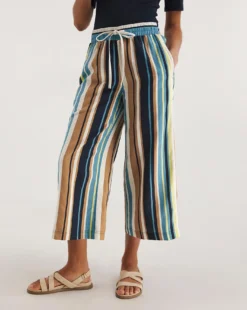 Stripe Linen Mix Wide Leg Culottes -Cheap Vextalia Store y01zh482735w