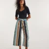 Stripe Linen Mix Wide Leg Culottes