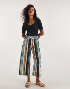 Stripe Linen Mix Wide Leg Culottes